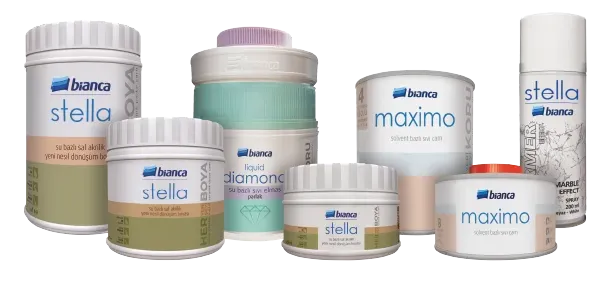 Bianca Boya ürün ailesi — stella, maximo, liquid diamond ve spray ürünleri
